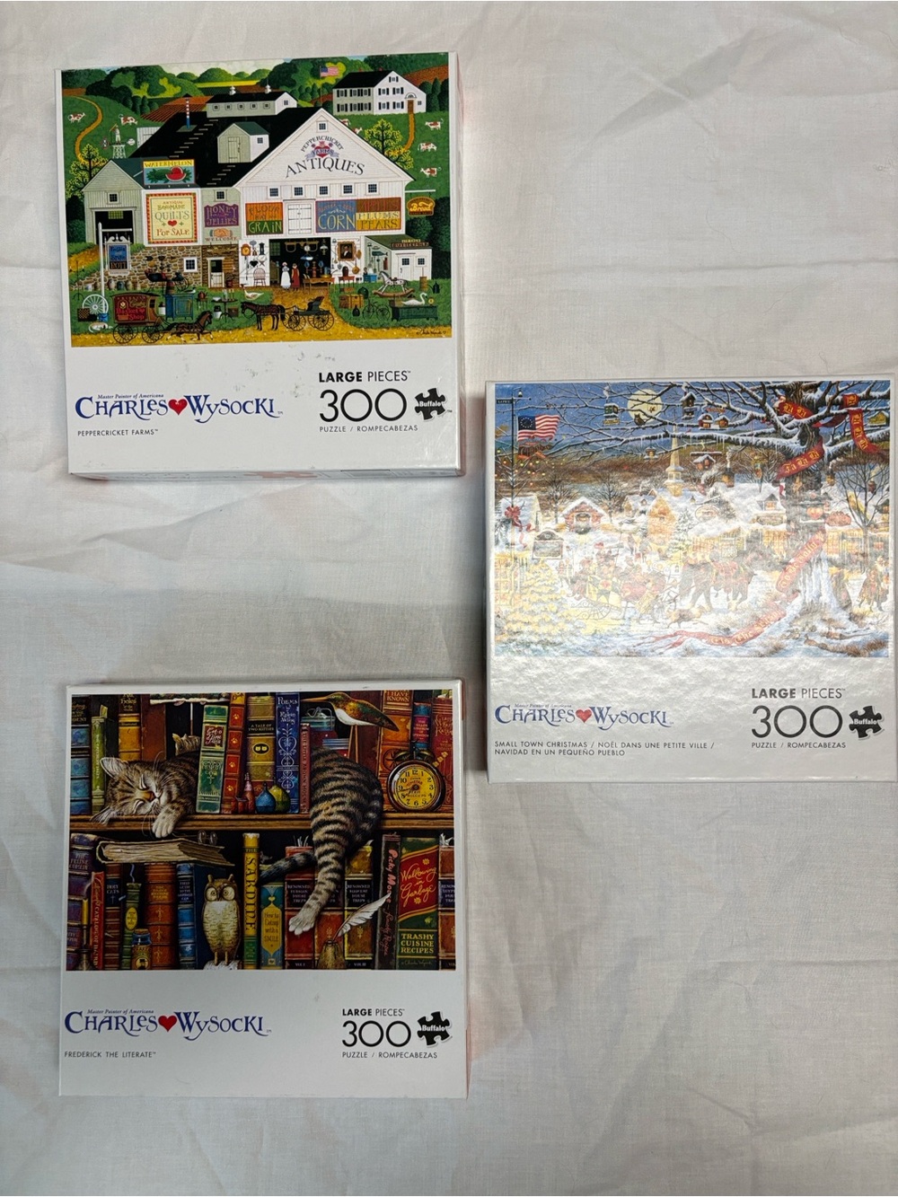 Charles‎ Wysocki Puzzle Lot 3 Complete Puzzles Americana Folk Art